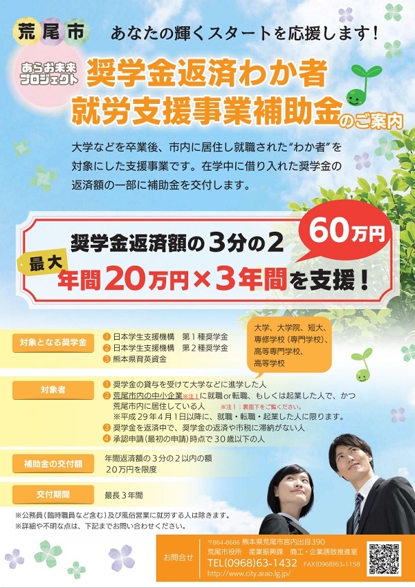 奨学金返済わか者就労支援事業チラシ(表)